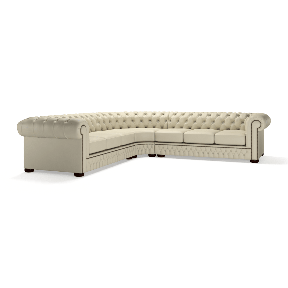 The Saxon Heritage Chesterfield Corner Unit 3×3 | Handcrafted British Buttoned Corner Sofa - EB London