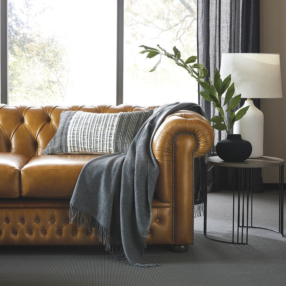 The Saxon Heritage Knightsbridge 4 Seater Sofa | Hand - Burnished Leather Chesterfield - EB London