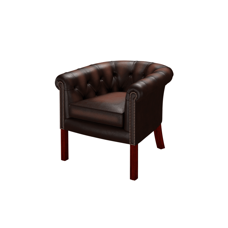The Saxon Heritage Lewis Tub Chair | Hand - Burnished Leather Chesterfield - EB London