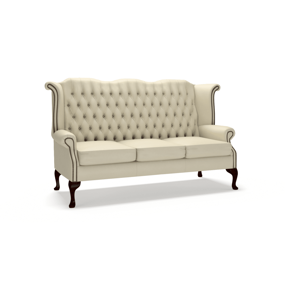 The Saxon Heritage Scroll 3 Seater Sofa | Hand - Burnished Leather Chesterfield - EB London