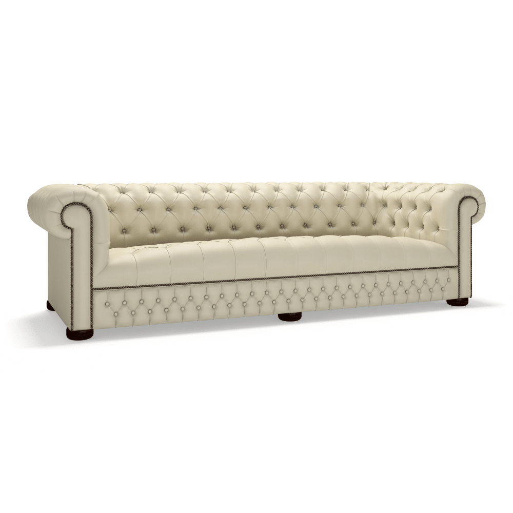 The Saxon Heritage Stanhope 4 Seater Sofa | Handcrafted Leather Chesterfield Sofa - EB London
