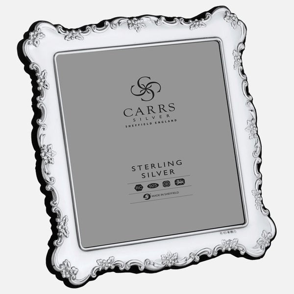 Traditional 5" x 5" Sterling Silver Photo Frame With Grey Velvet Back - Carrs Silver - EB London