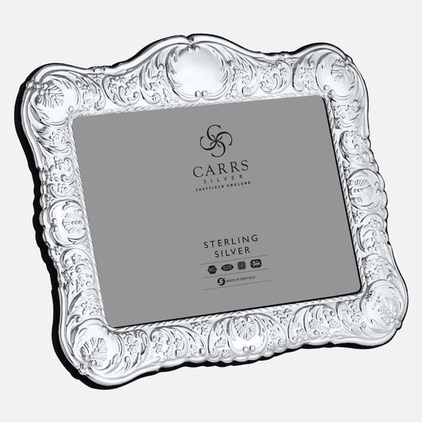 Traditional 5" x 7" Sterling Silver Photo Frame With Grey Velvet Back - Carrs Silver - EB London