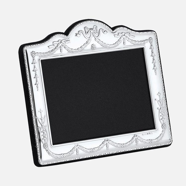 Traditional Sterling Silver Photo Frame With Grey Velvet Back - Carrs Silver