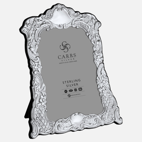 EB London by Carrs Silver sterling silver antique photograph frame with soft grey velvet back, hallmarked, elegant design