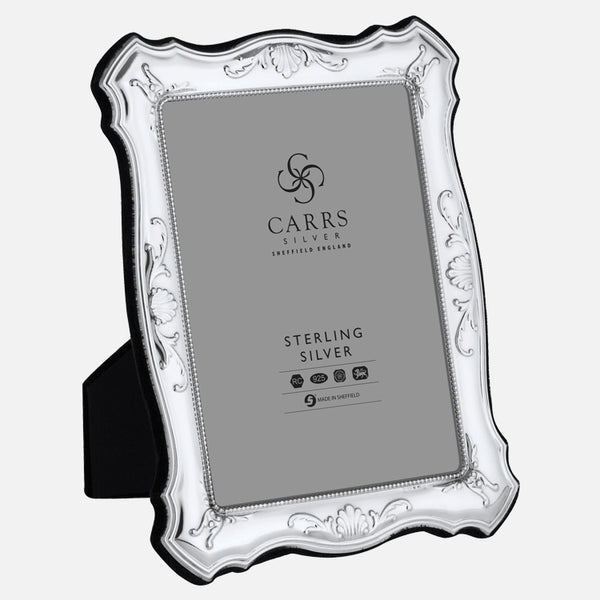 Traditional Sterling Silver Photo Frame With Grey Velvet Back - Carrs Silver - EB London