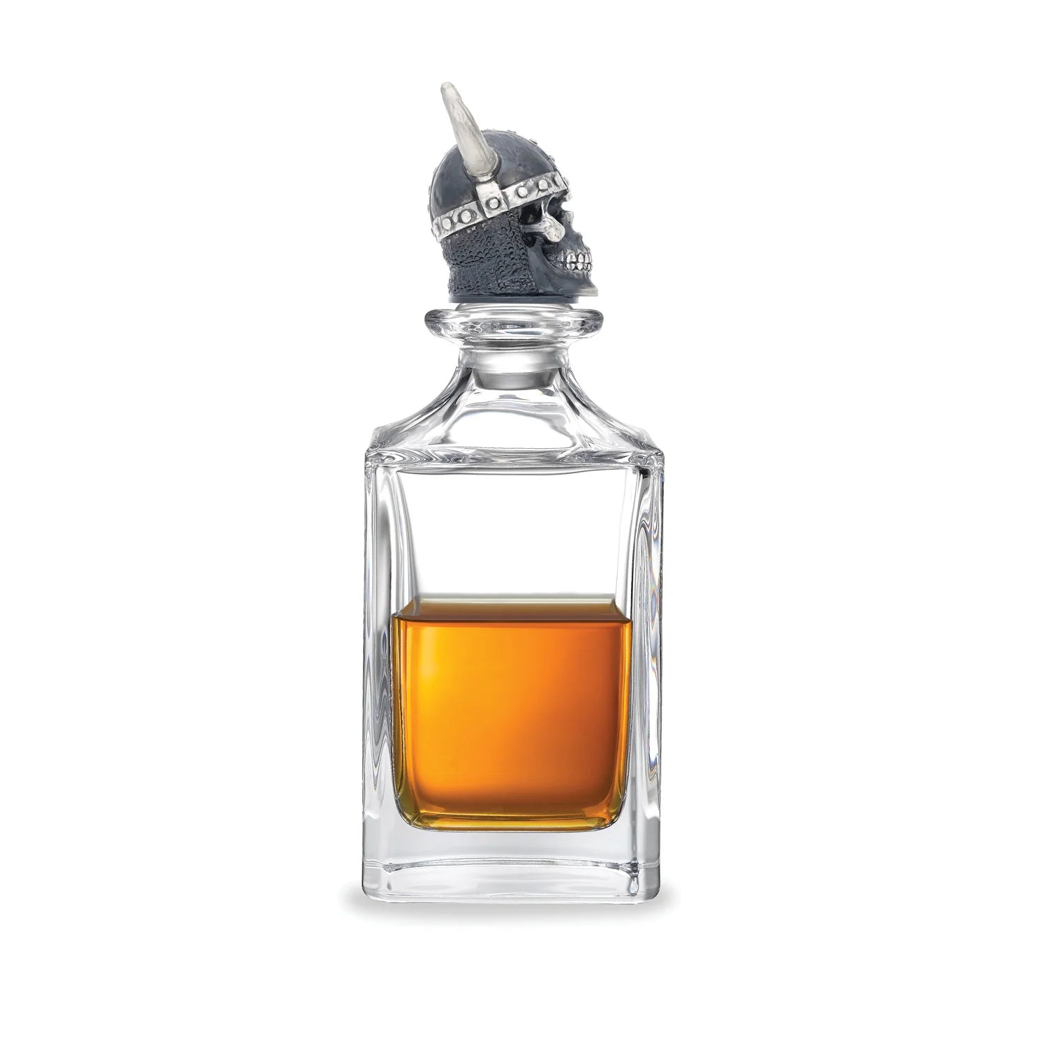 skull head crystal decanter with metal helmet stopper by Deakin & Francis at EB London