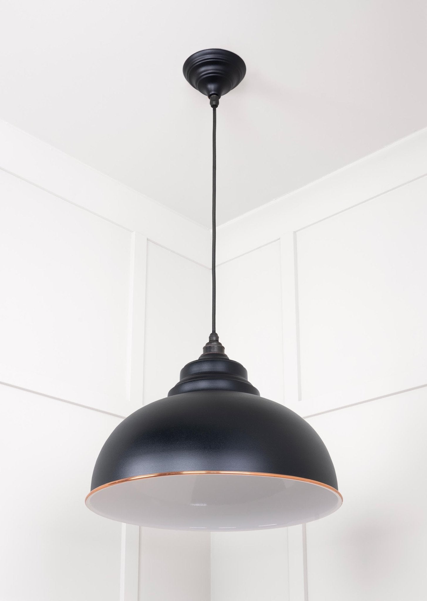 White Gloss Harborne Pendant | Elan Black - From The Anvil - EB London