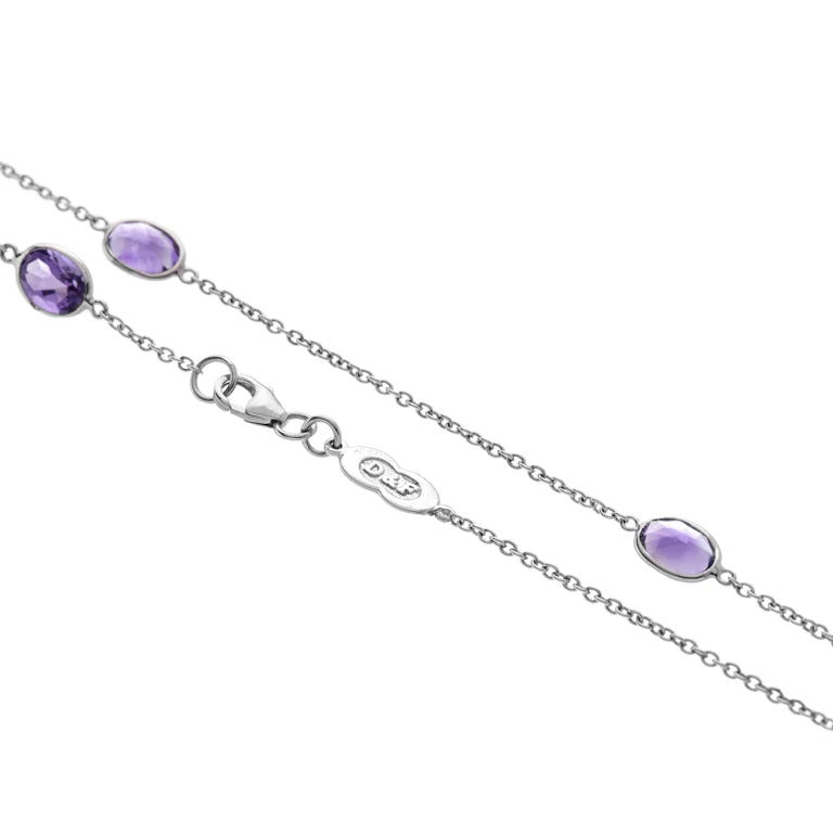 necklace with seven oval amethyst gemstones by Deakin & Francis at EB London