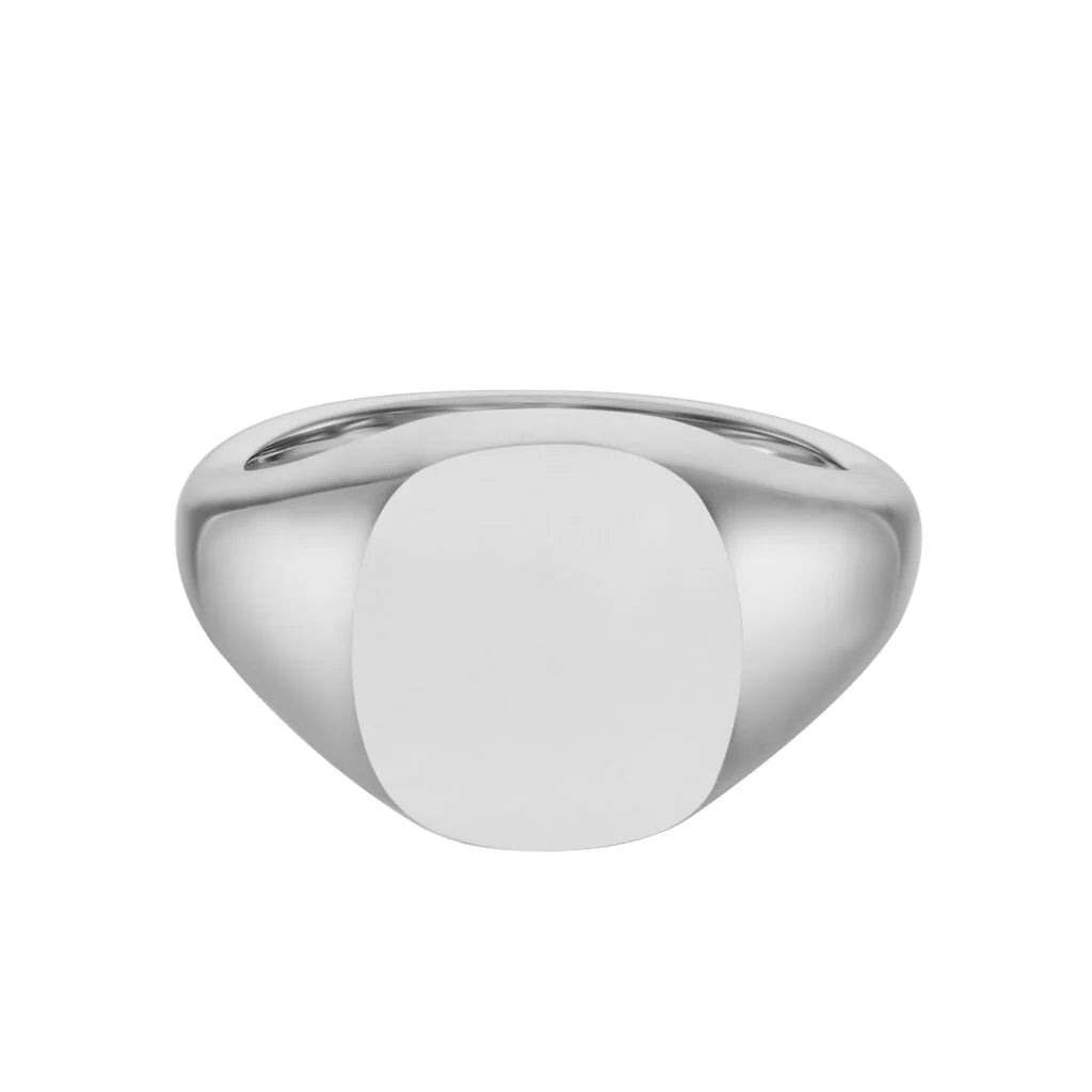 9ct white gold cushion signet ring 14x13mm by Deakin & Francis at EB London