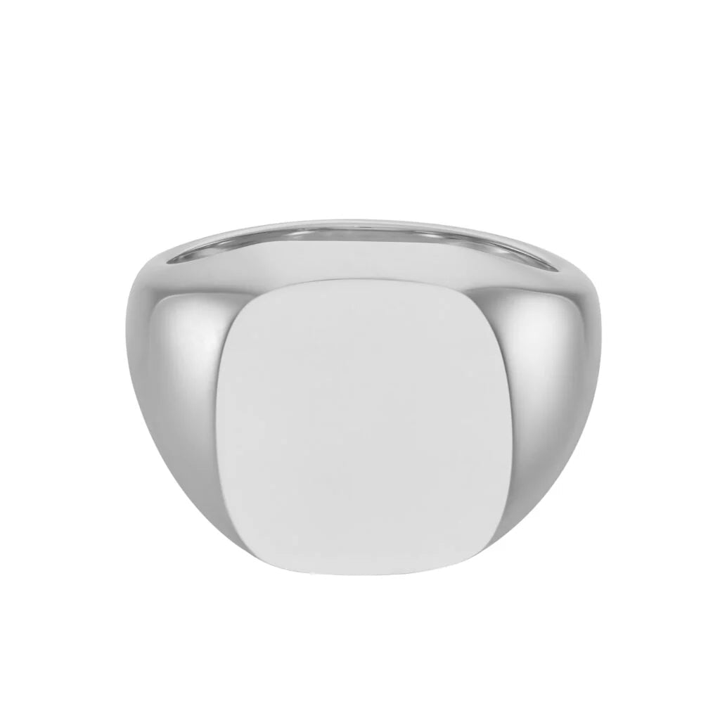 White Gold Cushion Signet Ring (16.5x15mm) – 9ct – Deakin & Francis - EB London