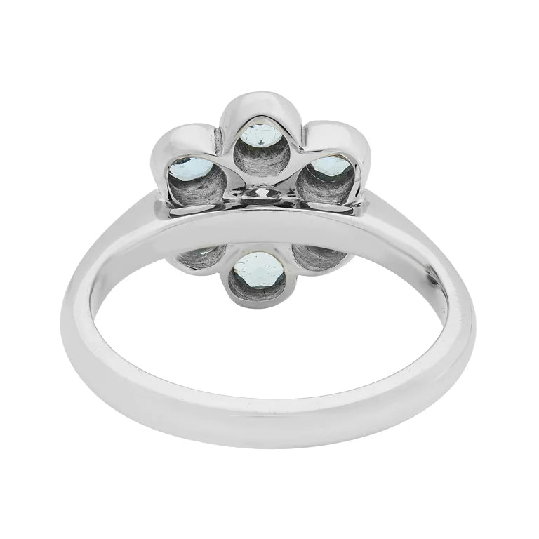 cluster ring with six aquamarines and central diamond by Deakin & Francis at EB London