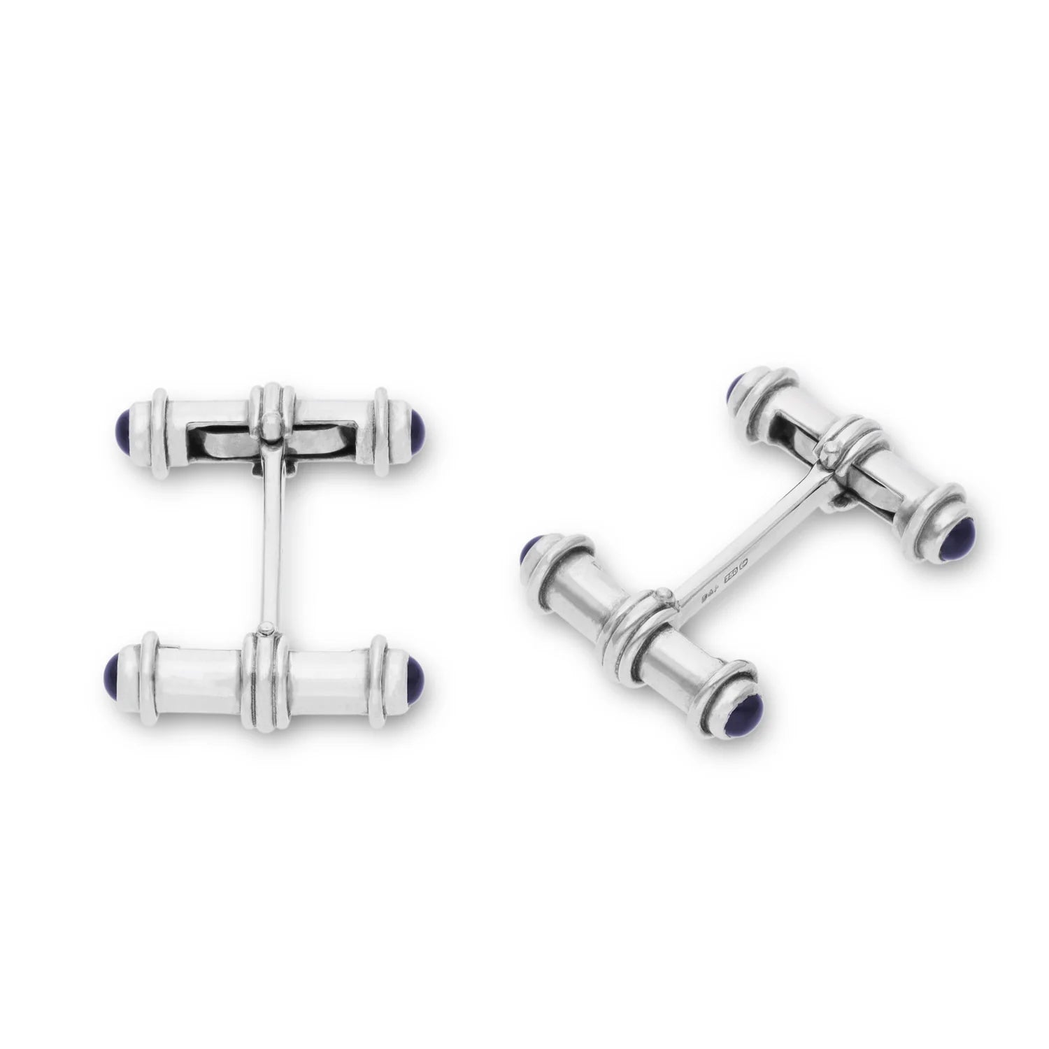 18ct White Gold Dumbbell Cufflinks With Onyx Ends - EB London