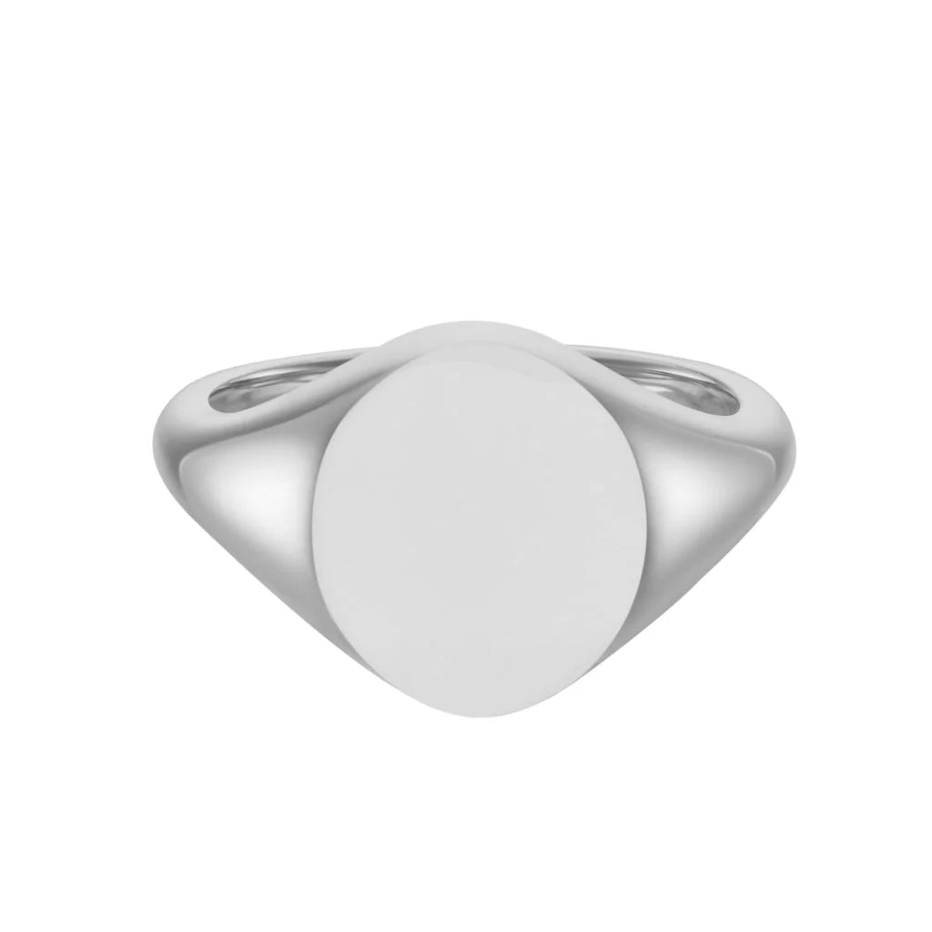 18ct white gold oval signet ring 12x10mm by Deakin & Francis at EB London