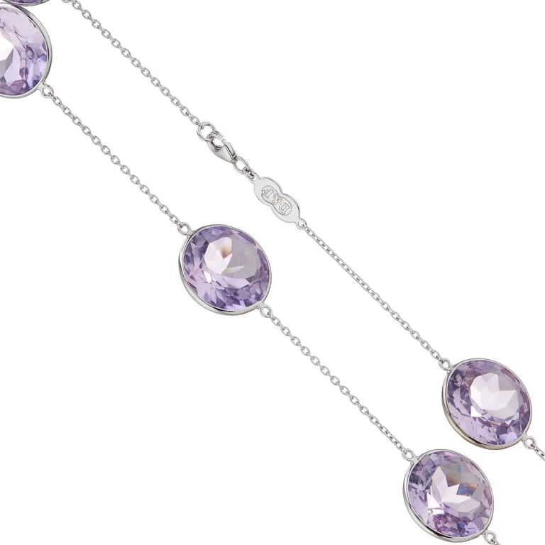 necklace with eight pale purple amethyst gemstones by Deakin & Francis at EB London