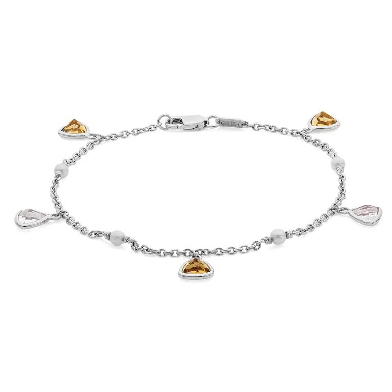 White Gold Pink Morganite, Citrine and Cultured Pearl Bracelet – Deakin & Francis - EB London