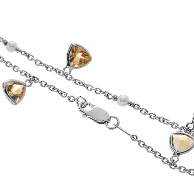 White Gold Pink Morganite, Citrine and Cultured Pearl Bracelet – Deakin & Francis