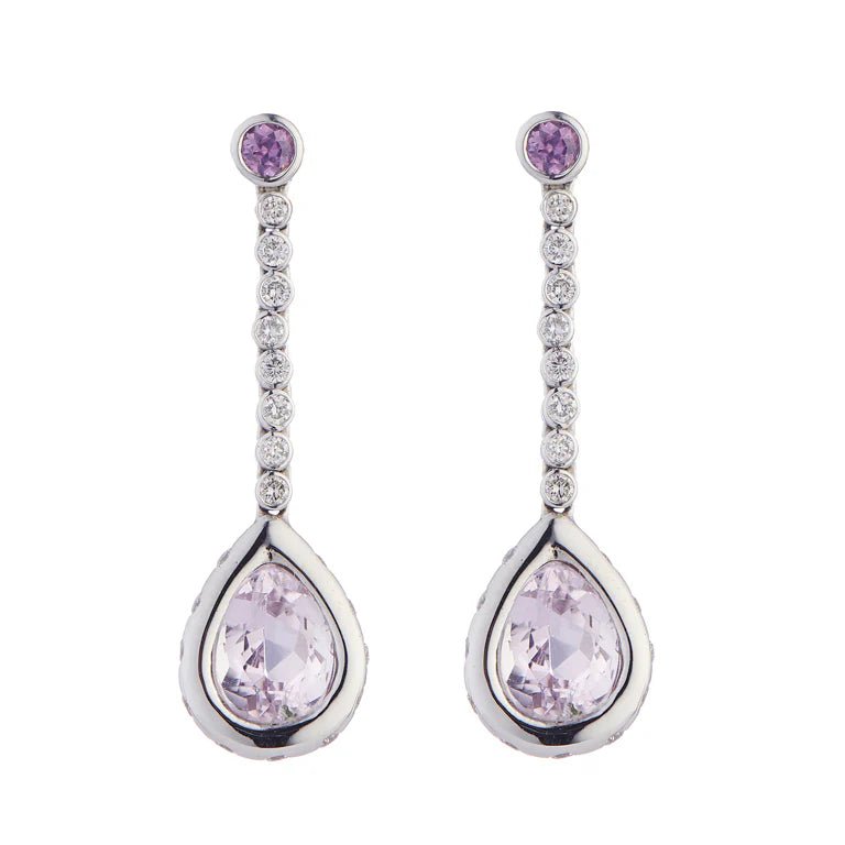 White Gold Sapphire, Diamond and Kunzite Drop Earrings – Deakin & Francis - EB London