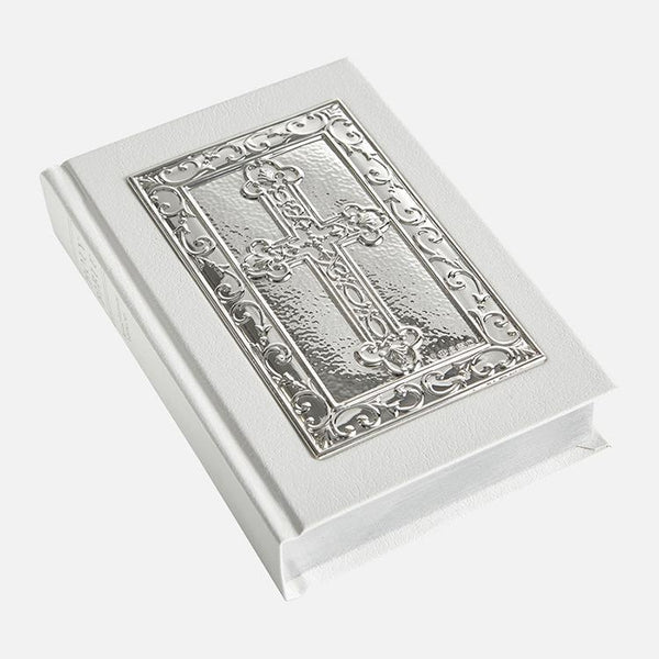 White Holy Bible Ornate Cross Sterling Silver - Carrs Silver - EB London