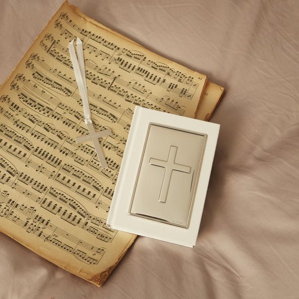 White Holy Bible Plain Cross Sterling Silver - Carrs Silver - EB London