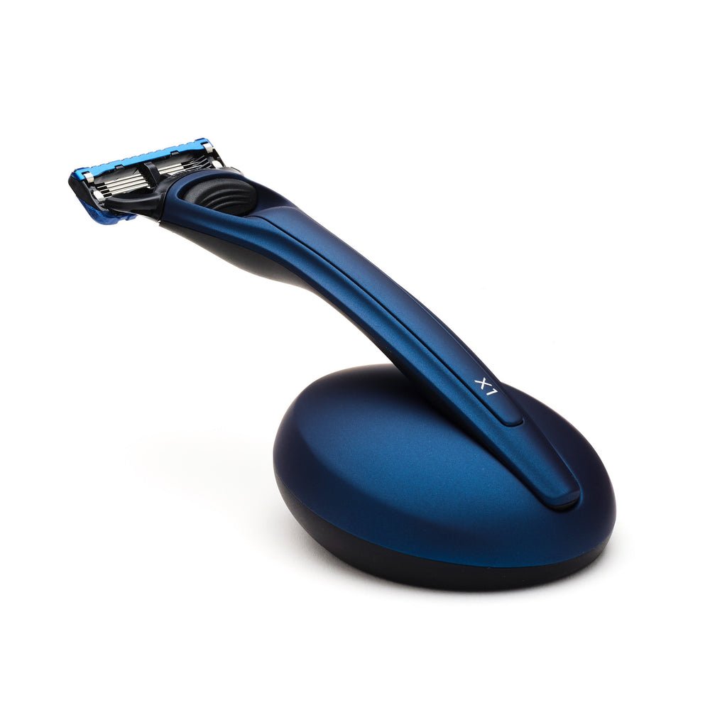 X1 Matte Blue Shaving Set with Stand (Gillette Fusion5 Razor) - Bolin webb - EB London