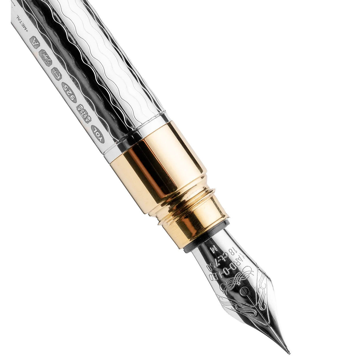 Yard-O-Led - Pocket Barley Wave Fountain Pen - Sterling Silver - EB London