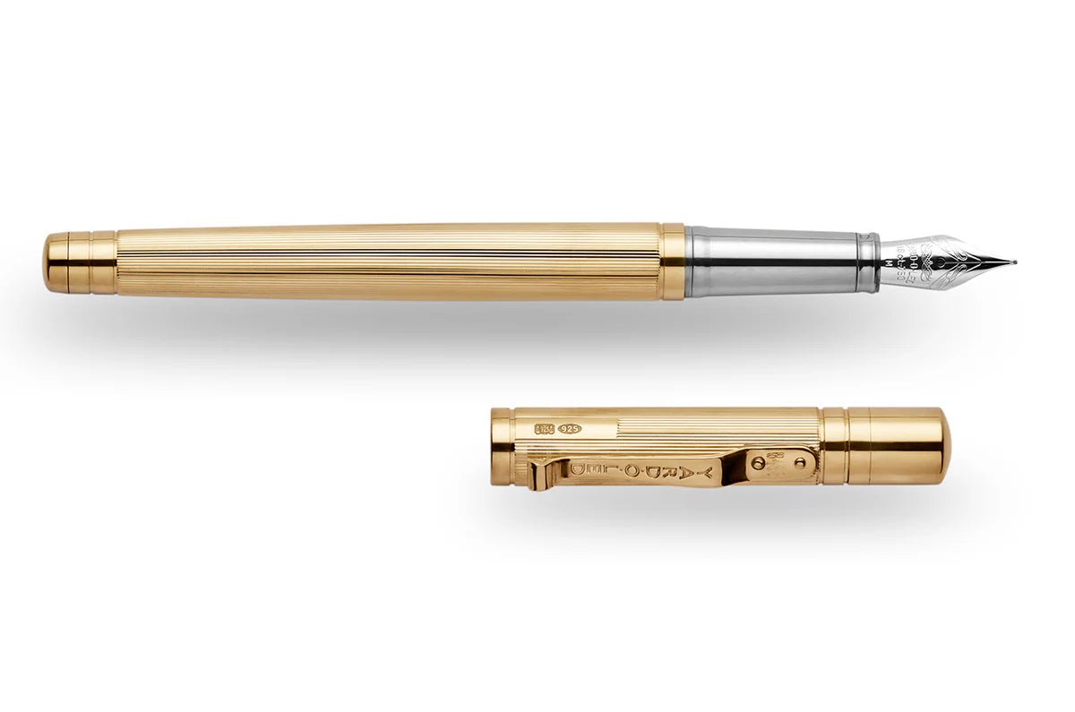 Yard-O-Led - The Pinstripe 72 Gold Vermeil Standard Fountain Pen - EB London