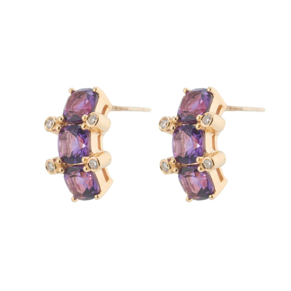 18ct Gold Amethyst And Diamond Earrings – Deakin & Francis - EB London