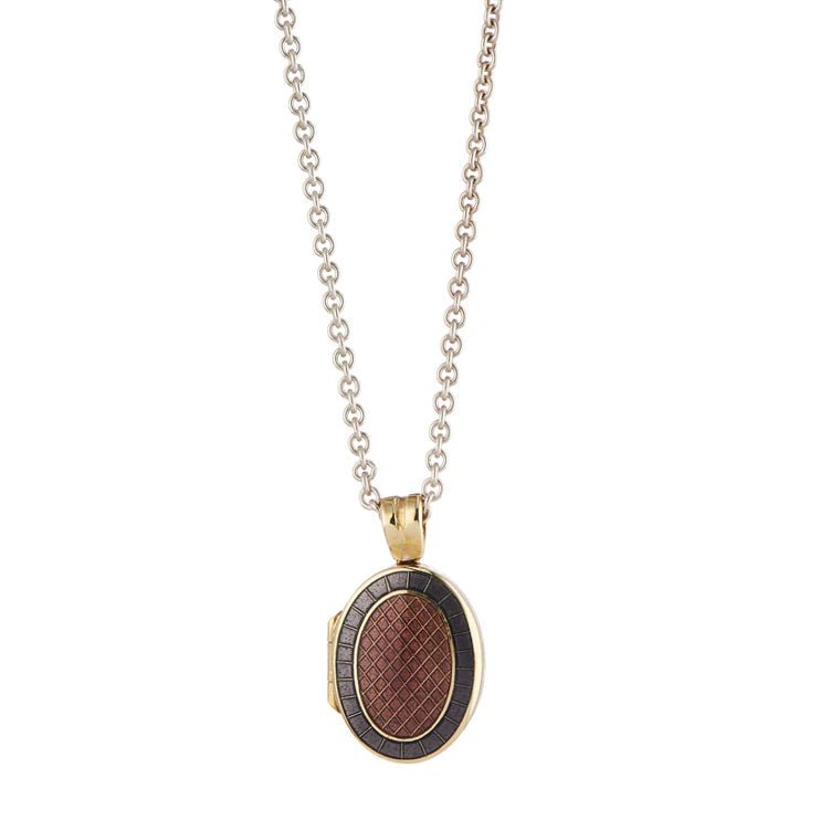 18ct Gold Dark Pink And Mauve Enamel Locket – Deakin & Francis - EB London