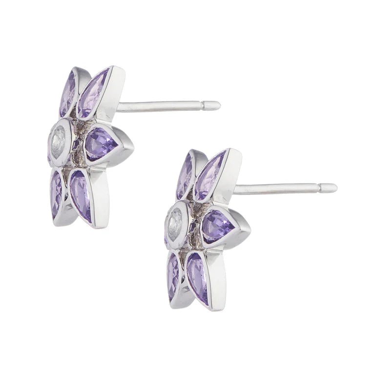 18ct White Gold Amethyst and Diamond Cluster Earrings – Deakin & Francis - EB London