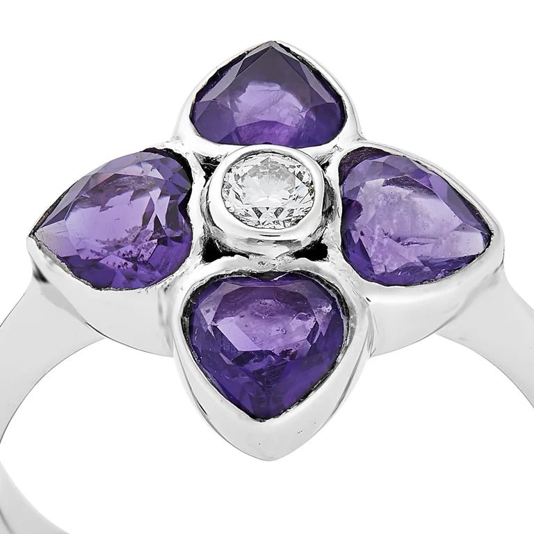 18ct White Gold Amethyst and Diamond Cluster Ring – Deakin & Francis - EB London