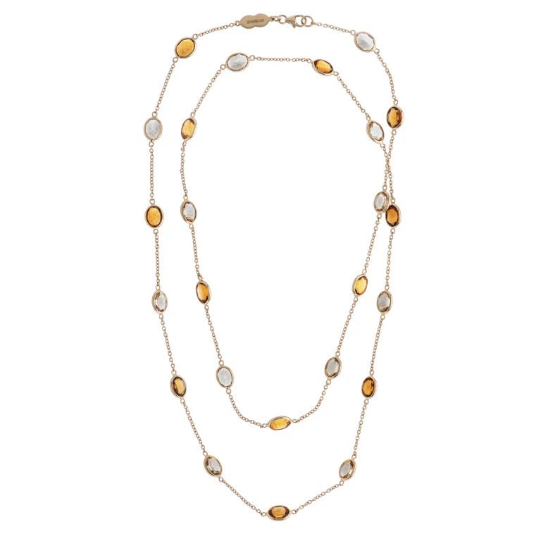 18ct Yellow Gold 32" Light And Dark Citrine Spectacle Necklace – Deakin & Francis - EB London