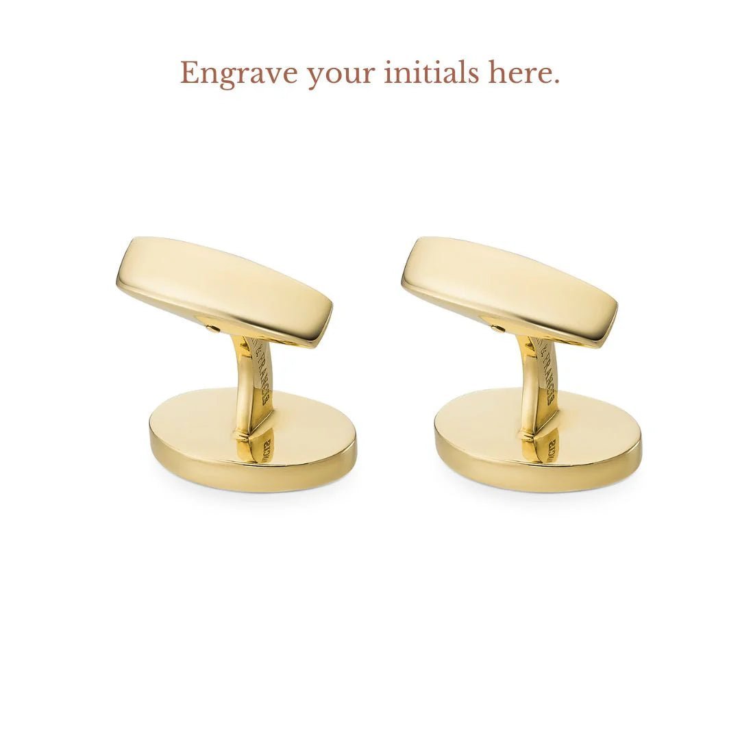 18ct Yellow Gold Mother of Pearl, Enamel and Diamond Round Dress Set – Deakin & Francis - EB London