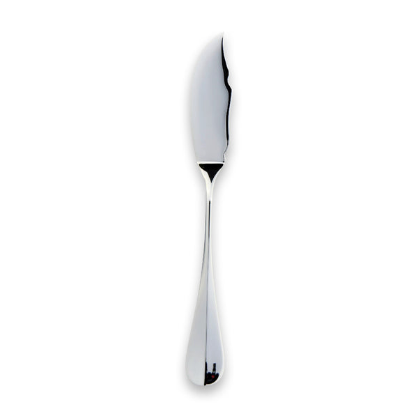 Carrs Silver Baguette fish blade in sterling silver, tapered ridge handle, polished finish, 210mm