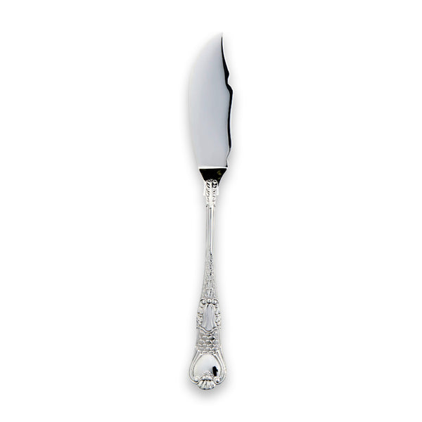 Carrs Silver Coburg sterling silver fish blade with embossed Baroque handle, hallmarked, 210mm
