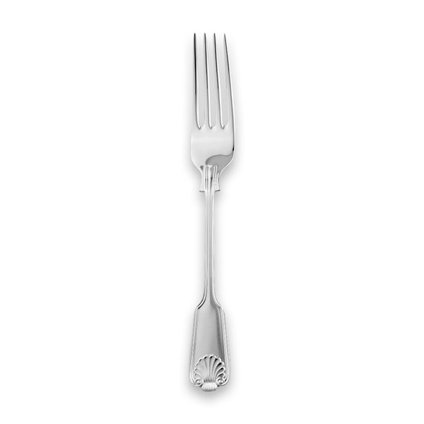 Carrs Silver Fiddle Thread & Shell table fork in sterling silver, hallmarked, 206mm