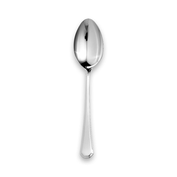 Carrs Silver Grecian dessert spoon in sterling silver, geometric classical design, hallmarked, 203mm
