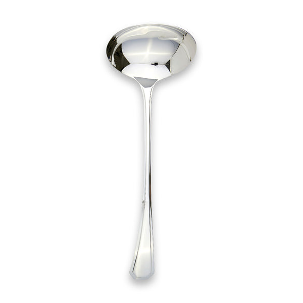 Carrs Silver Grecian sterling silver soup ladle with polished stainless steel bowl, 305mm, UK hallmarked