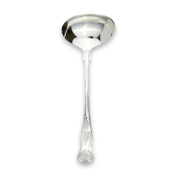 Carrs Silver sterling silver Kings soup ladle with Rococo shell and scroll handle, hallmarked, 305 mm