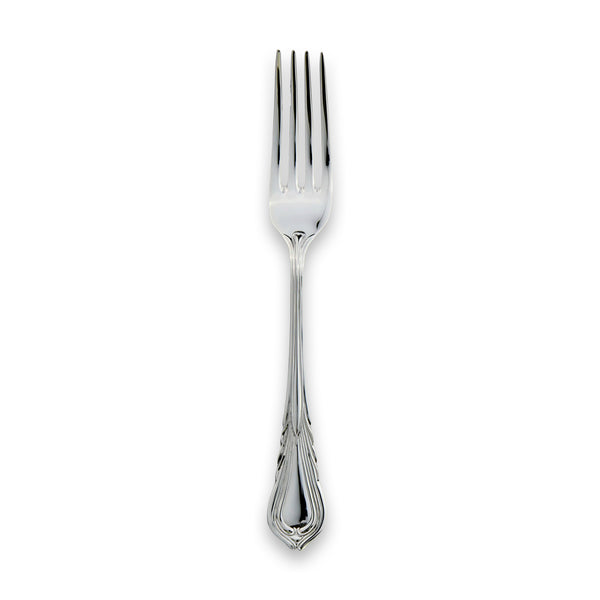 EB London sterling silver dessert fork with lily-inspired handle, hallmarked, 166mm