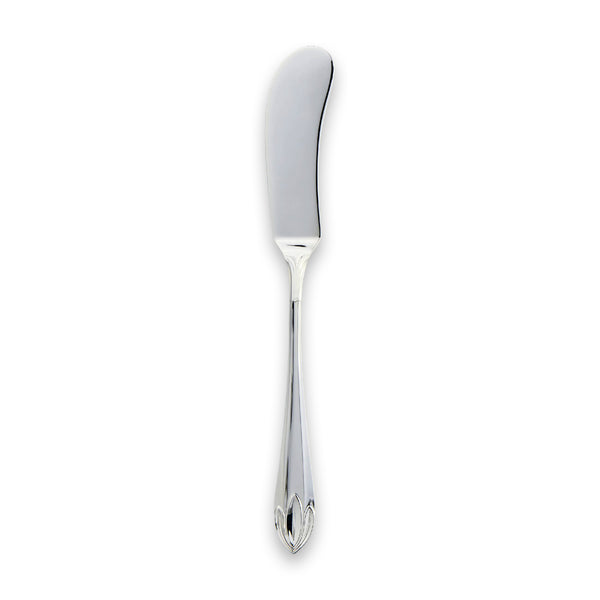 Carrs Silver Lotus butter spreader in sterling silver, floral motif handle, hallmarked, 150mm length