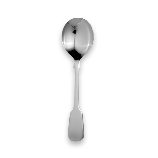 Carrs Silver Plain Fiddle soup spoon, sterling silver or silver-plated handle, hallmarked, 176mm