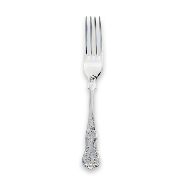 Dessert Fork: EB London sterling silver dessert fork with ornate shell and scroll handle, hallmarked, 166mm