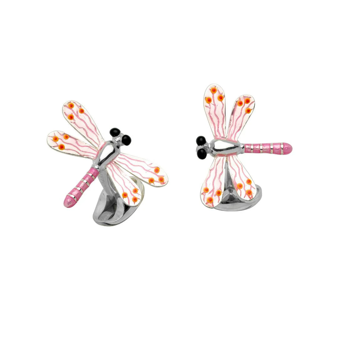Pink Dragonfly Cufflinks with Enamel Detail - Deakin & Francis | EB London