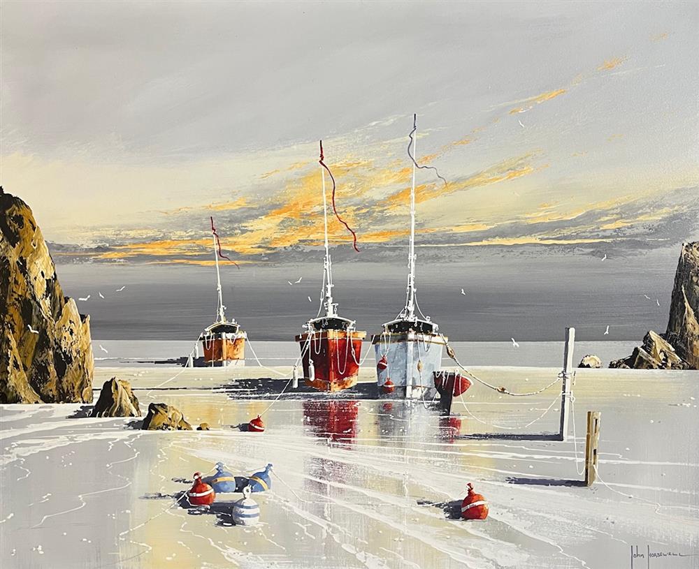 John Horsewell - The Golden Coastline - Radiant Shorelight Landscape Art - EB London
