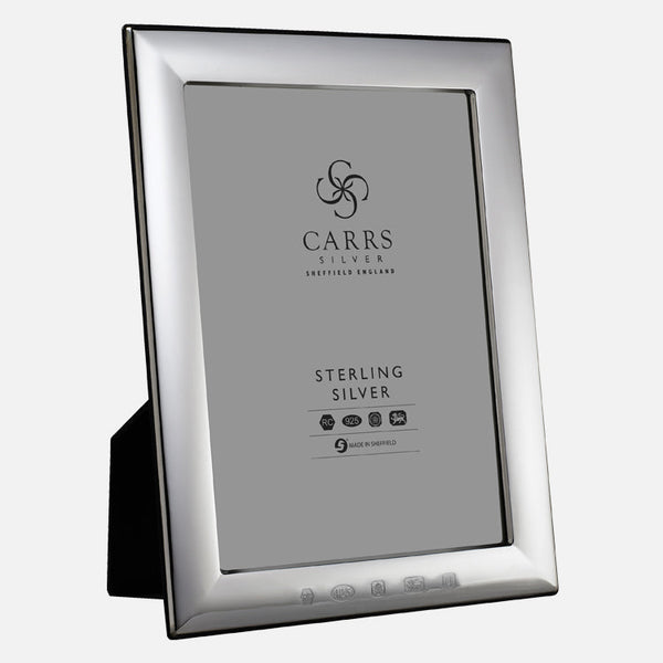 Carrs Silver sterling silver beaded photo frame with black wooden back, hallmarked, 25 × 20 cm (10" × 8")