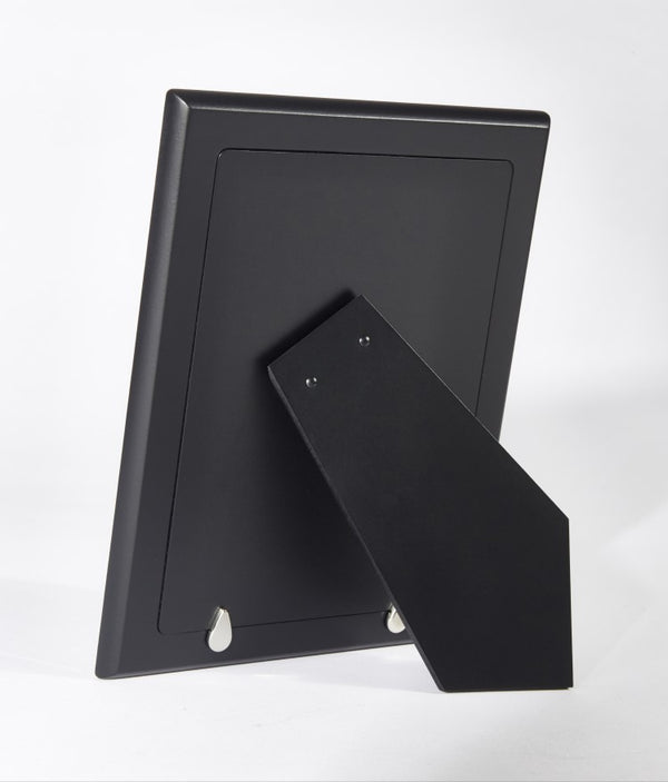 Carrs Silver bead sterling silver photo frame with black wooden back and stand, hallmarked