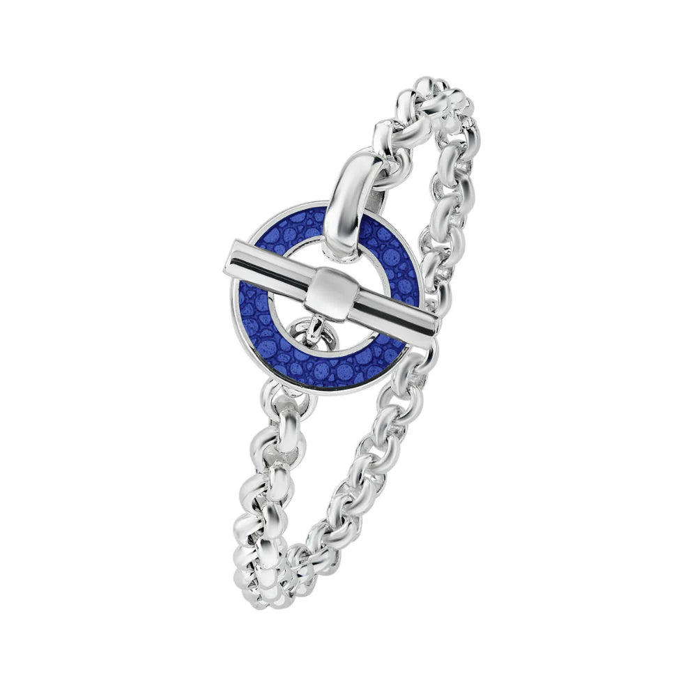 Sterling silver vitreous enamel shagreen bracelet in blue by Deakin & Francis at EB London