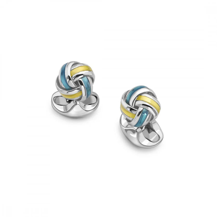 Sterling Silver Blue and Yellow Enamel Knot Cufflinks – Deakin & Francis - EB London