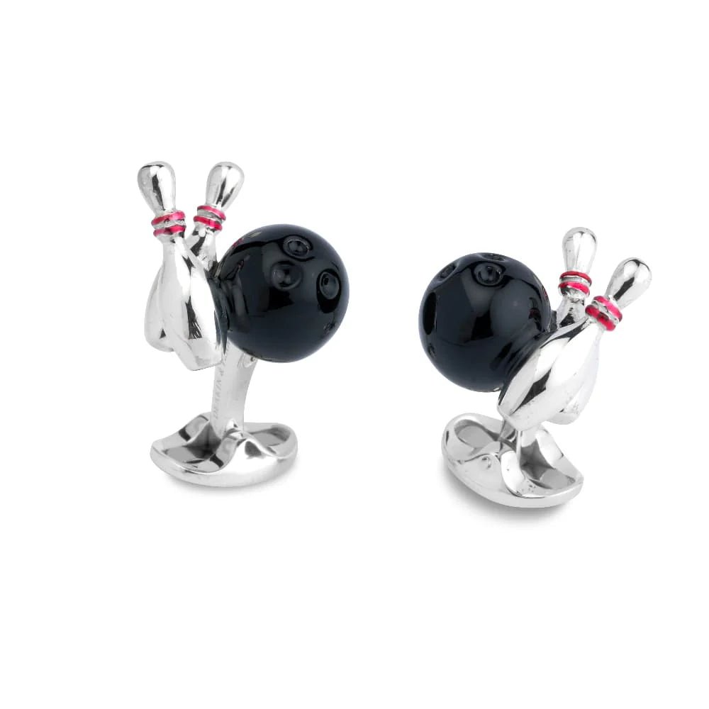 Bowling Ball and Skittles Sterling Silver Cufflinks - Deakin & Francis - EB London